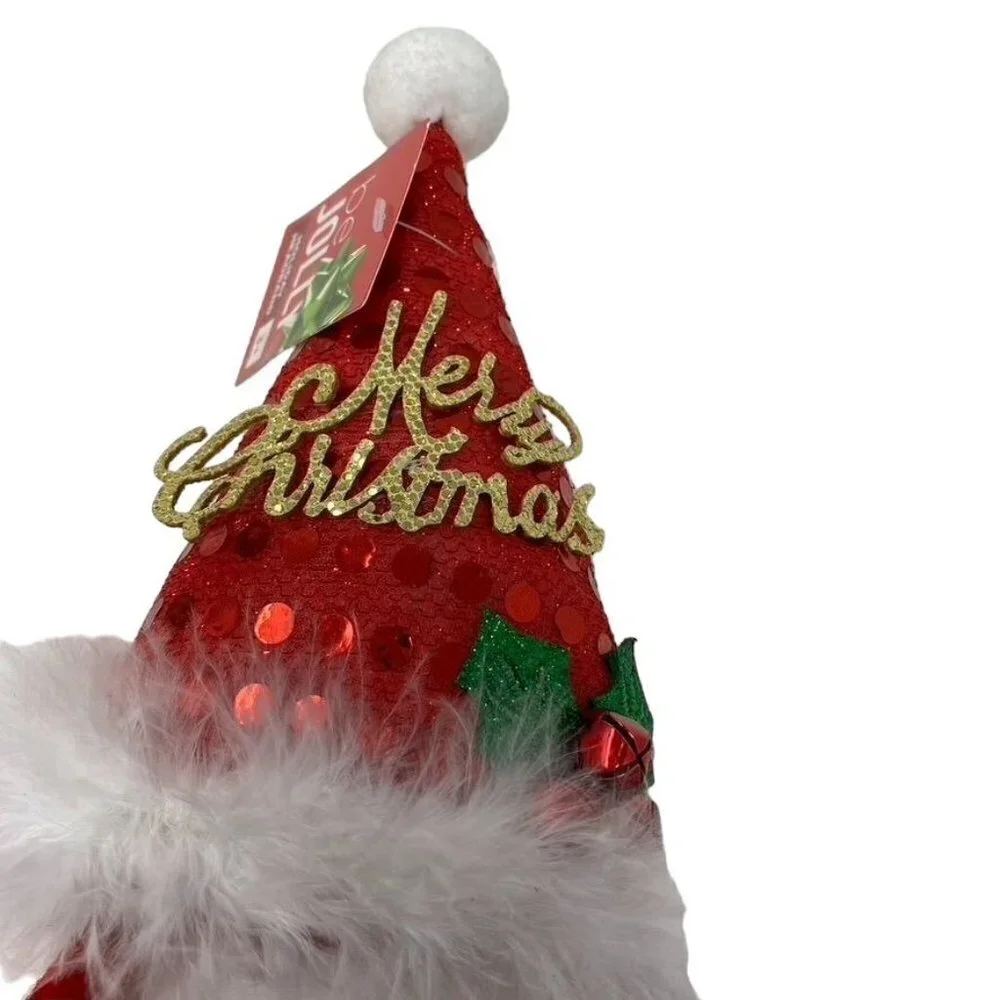 Santa Hat Merry Christmas Headband Sequins Holiday Novelty Photos